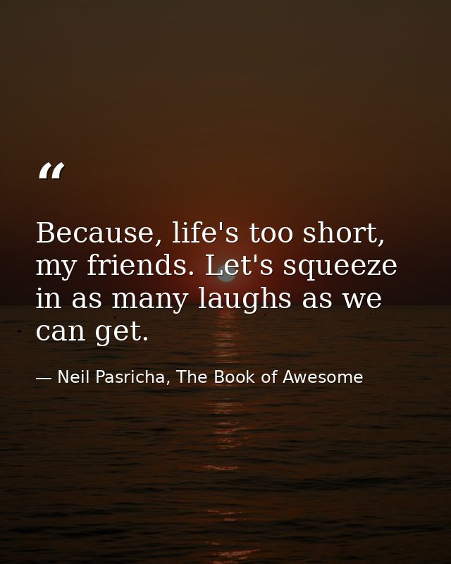 Because, life's too short, my friends. Let's squeeze in as many laughs as we can get. — Neil Pasricha, The Book of Awesome