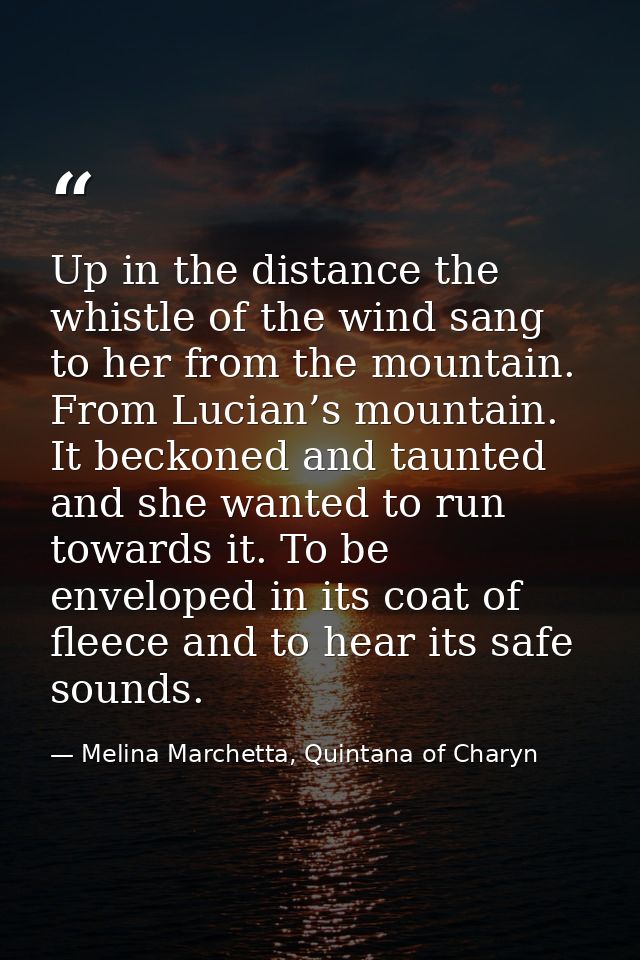 Up in the distance the whistle of the wind sang to her from the mountain. From Lucian’s mountain. It beckoned and taunte — Melina Marchetta, Quintana of Charyn
