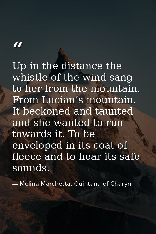 Up in the distance the whistle of the wind sang to her from the mountain. From Lucian’s mountain. It beckoned and taunte — Melina Marchetta, Quintana of Charyn