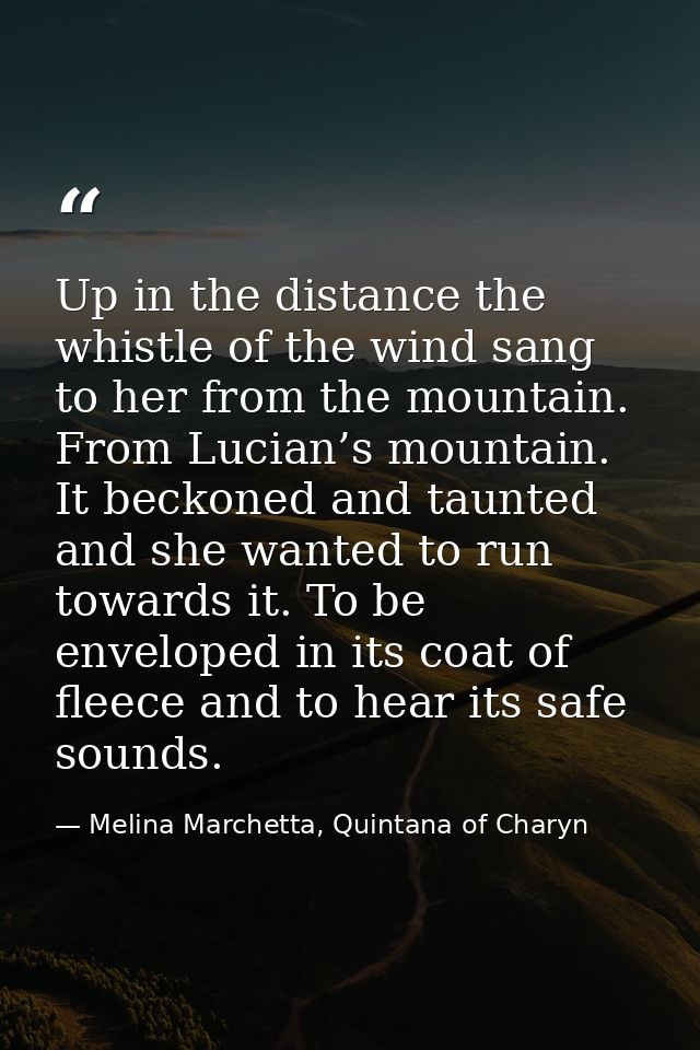 Up in the distance the whistle of the wind sang to her from the mountain. From Lucian’s mountain. It beckoned and taunte — Melina Marchetta, Quintana of Charyn