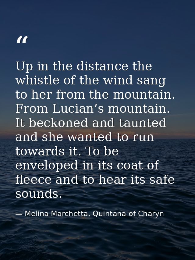 Up in the distance the whistle of the wind sang to her from the mountain. From Lucian’s mountain. It beckoned and taunte — Melina Marchetta, Quintana of Charyn