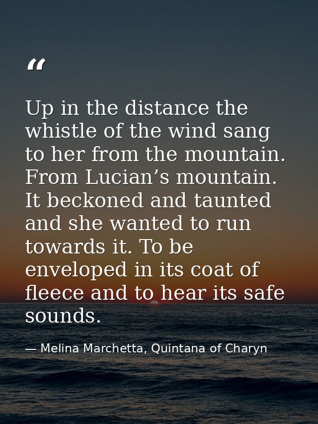 Up in the distance the whistle of the wind sang to her from the mountain. From Lucian’s mountain. It beckoned and taunte — Melina Marchetta, Quintana of Charyn