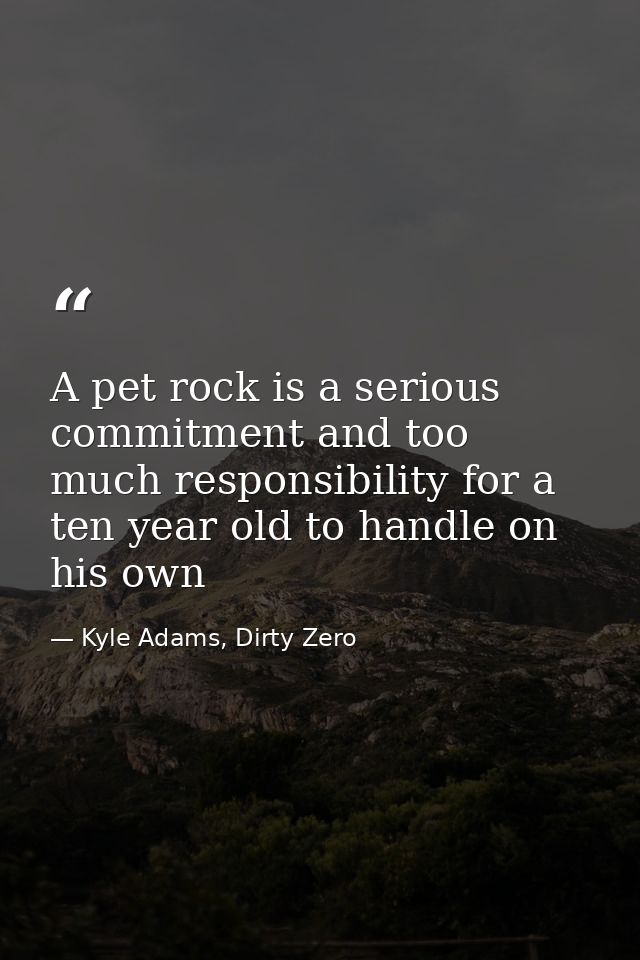A pet rock is a serious commitment and too much responsibility for a ten year old to handle on his own — Kyle Adams, Dirty Zero