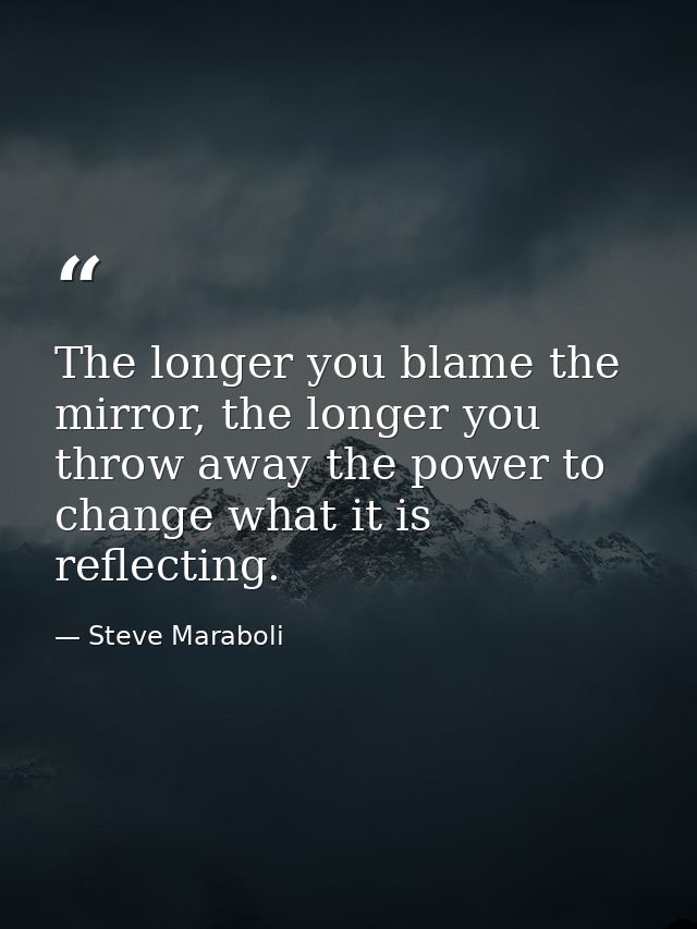 The longer you blame the mirror, the longer you throw away the power to change what it is reflecting. — Steve Maraboli