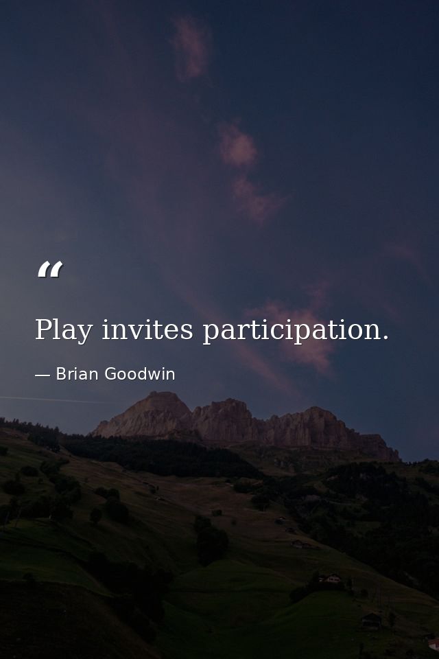 Play invites participation. — Brian Goodwin