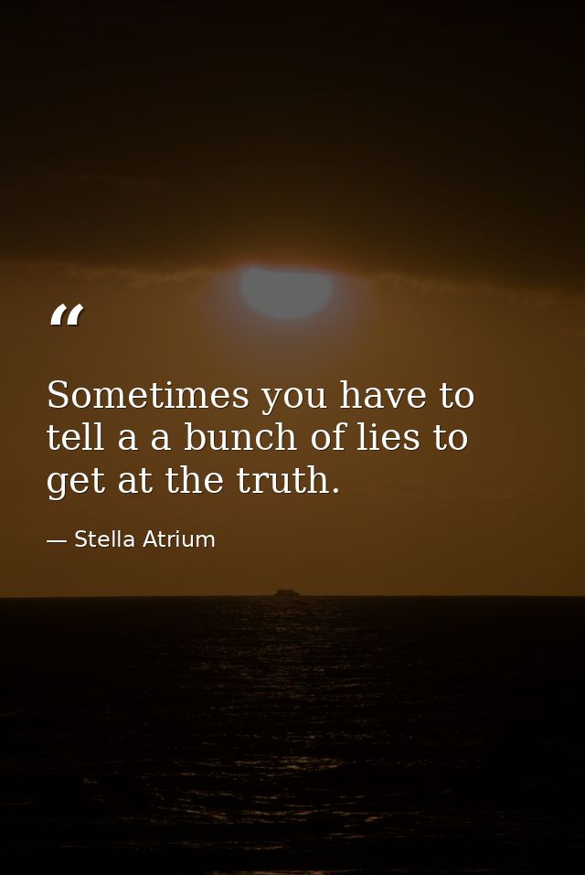 Sometimes you have to tell a a bunch of lies to get at the truth. — Stella Atrium