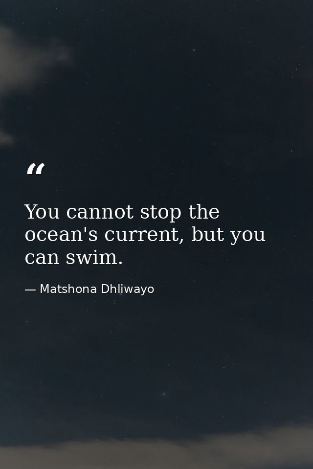 You cannot stop the ocean's current, but you can swim. — Matshona Dhliwayo