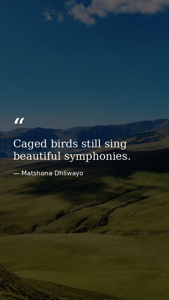 Caged birds still sing beautiful symphonies. — Matshona Dhliwayo