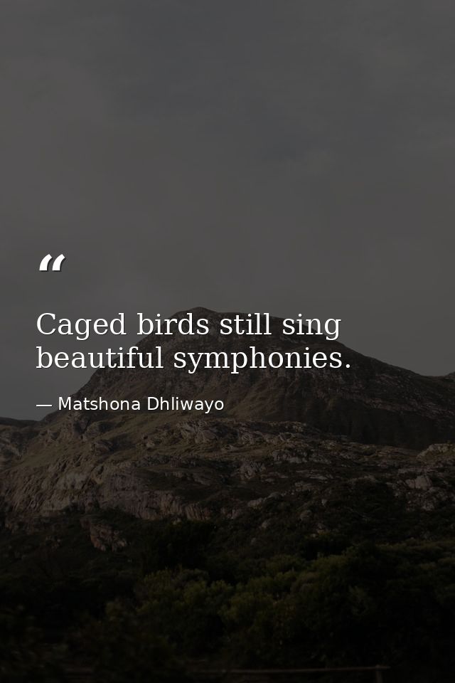 Caged birds still sing beautiful symphonies. — Matshona Dhliwayo