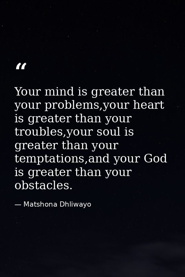 Your mind is greater than your problems,your heart is greater than your troubles,your soul is greater than your temptati — Matshona Dhliwayo