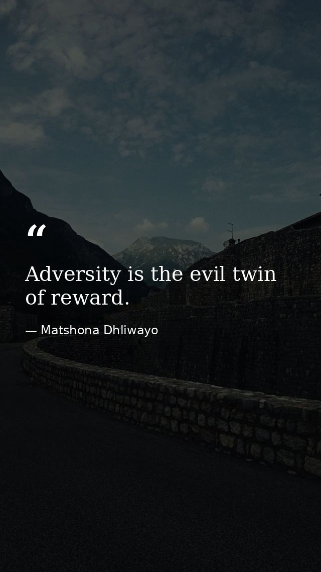 Adversity is the evil twin of reward. — Matshona Dhliwayo