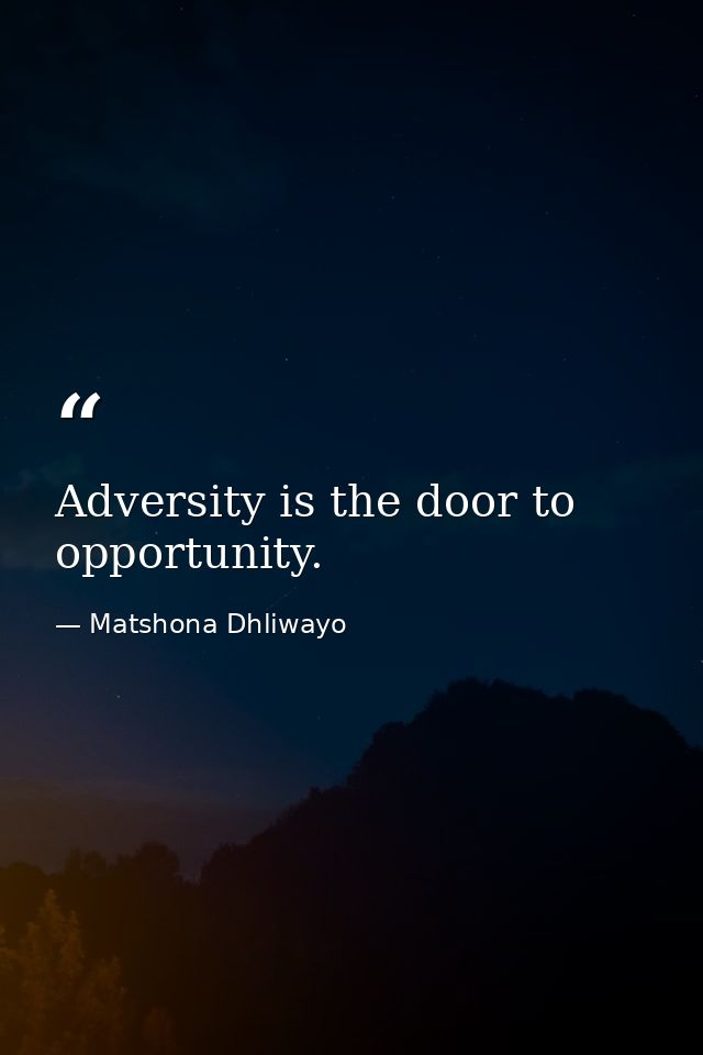 Adversity is the door to opportunity. — Matshona Dhliwayo