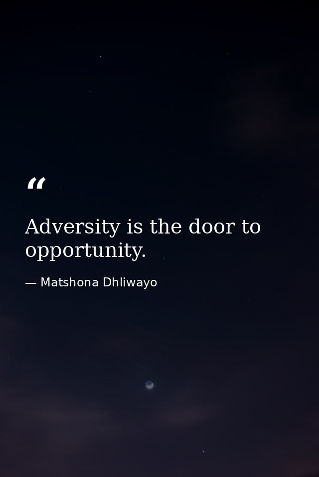 Adversity is the door to opportunity. — Matshona Dhliwayo