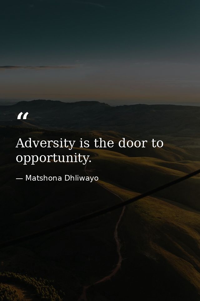 Adversity is the door to opportunity. — Matshona Dhliwayo