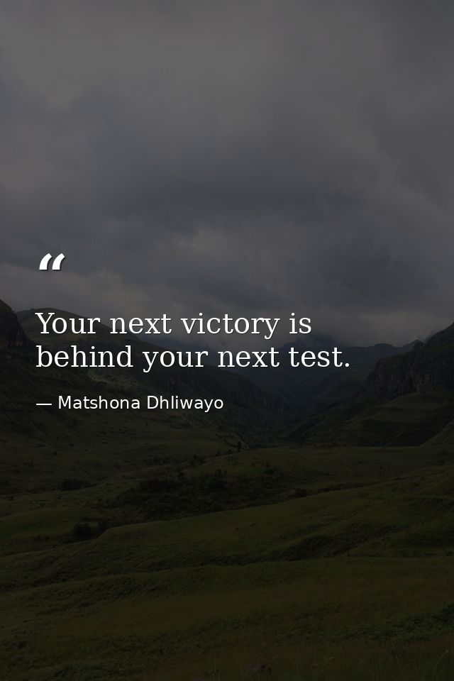 Your next victory is behind your next test. — Matshona Dhliwayo