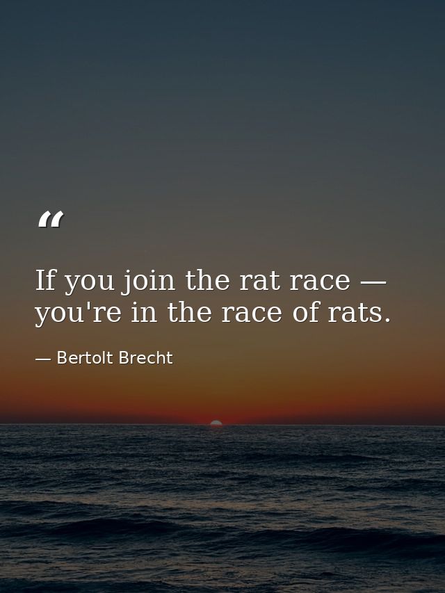 If you join the rat race — you're in the race of rats. — Bertolt Brecht