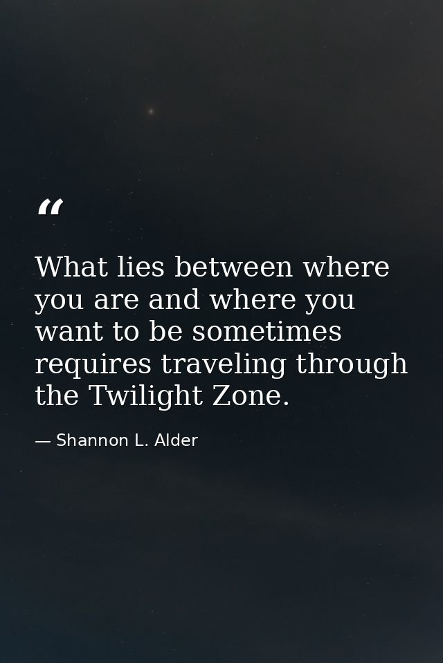 What lies between where you are and where you want to be sometimes requires traveling through the Twilight Zone. — Shannon L. Alder
