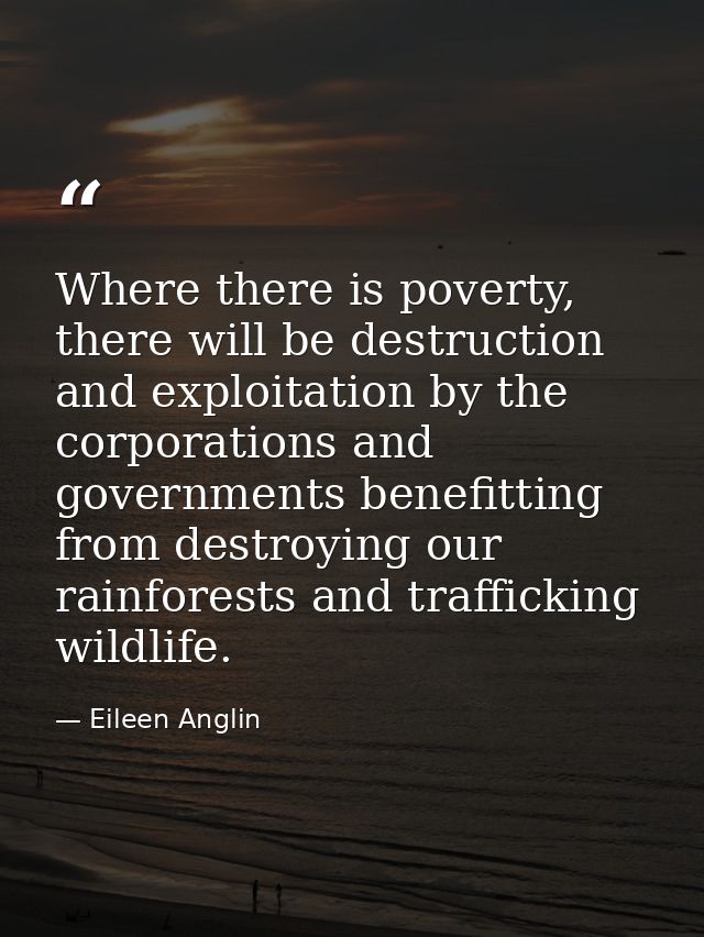 Where there is poverty, there will be destruction and exploitation by the corporations and governments benefitting from  — Eileen Anglin