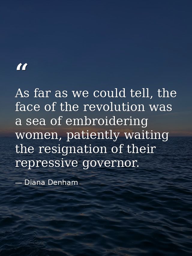 As far as we could tell, the face of the revolution was a sea of embroidering women, patiently waiting the resignation o — Diana Denham