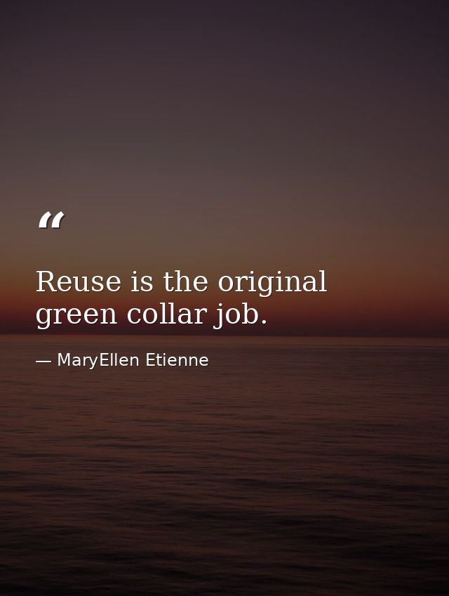 Reuse is the original green collar job. — MaryEllen Etienne