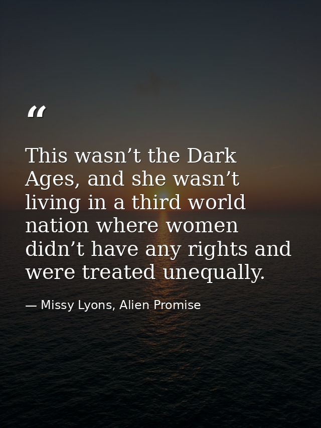 This wasn’t the Dark Ages, and she wasn’t living in a third world nation where women didn’t have any rights and were tre — Missy Lyons, Alien Promise