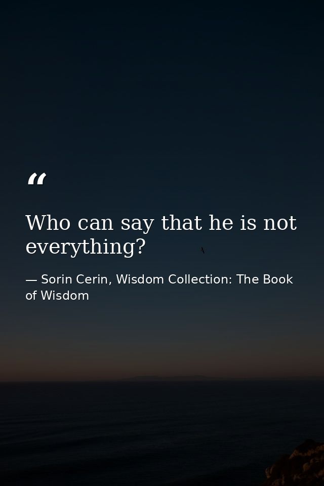 Who can say that he is not everything? — Sorin Cerin, Wisdom Collection: The Book of Wisdom