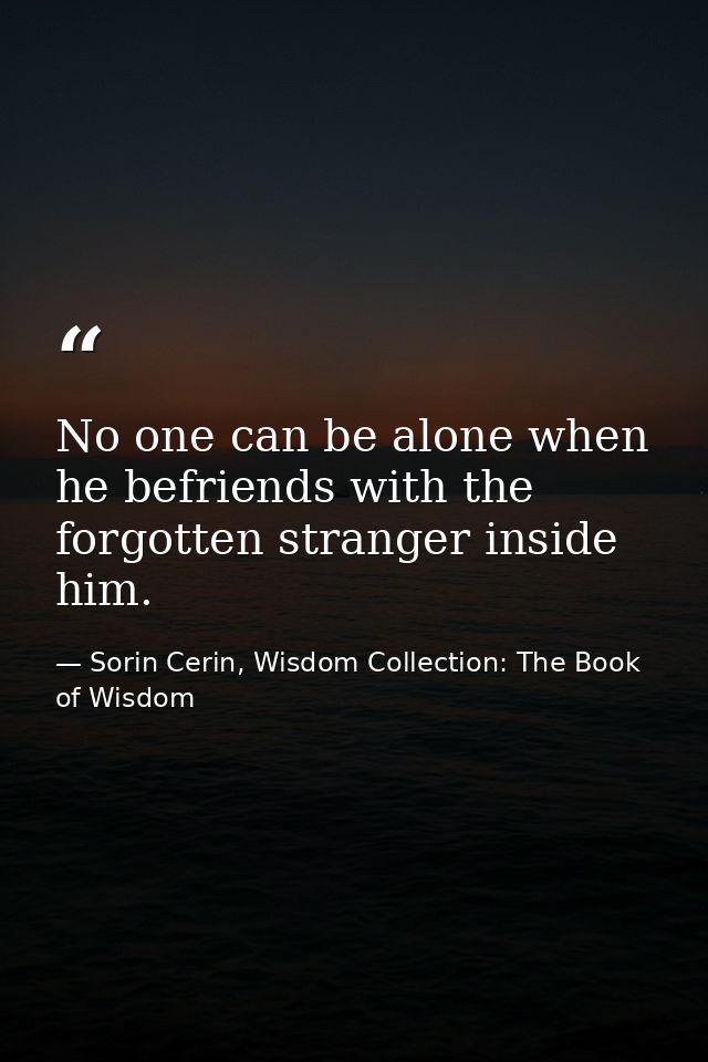 No one can be alone when he befriends with the forgotten stranger inside him. — Sorin Cerin, Wisdom Collection: The Book of Wisdom