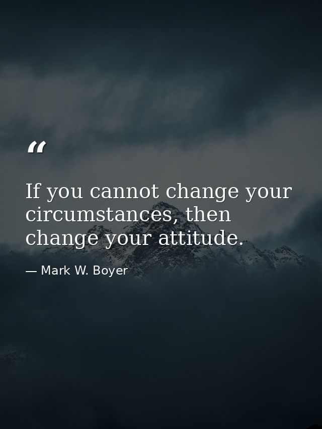 If you cannot change your circumstances, then change your attitude. — Mark W. Boyer