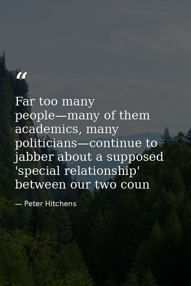 Far too many people—many of them academics, many politicians—continue to jabber about a supposed 'special relationship'  — Peter Hitchens