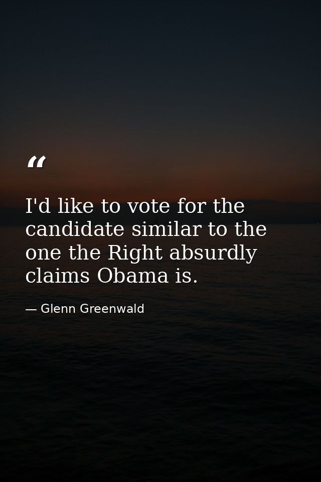 I'd like to vote for the candidate similar to the one the Right absurdly claims Obama is. — Glenn Greenwald