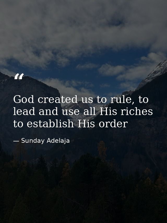 God created us to rule, to lead and use all His riches to establish His order — Sunday Adelaja