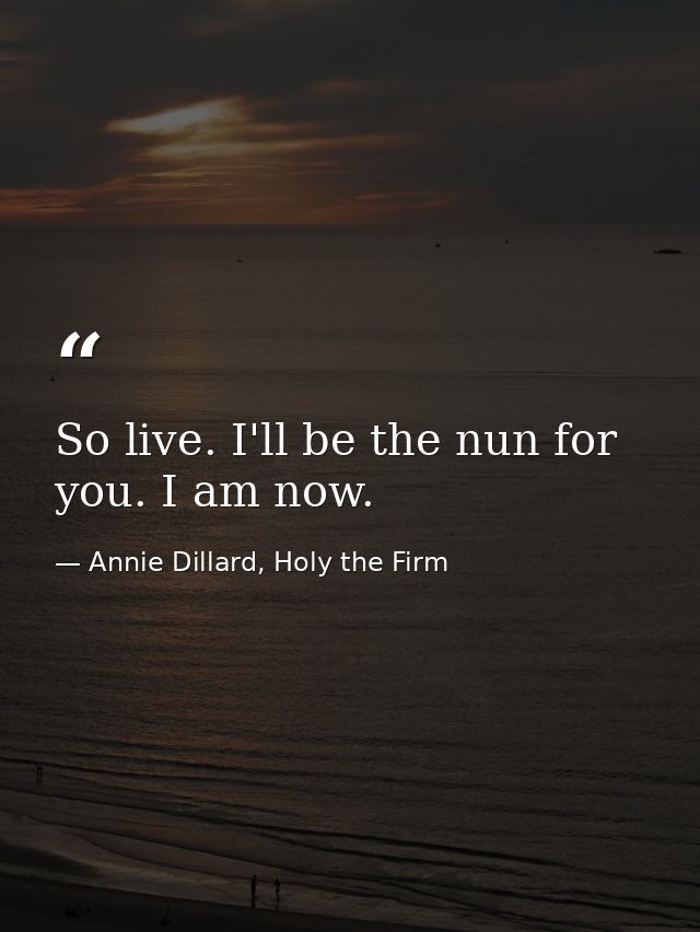 So live. I'll be the nun for you. I am now. — Annie Dillard, Holy the Firm