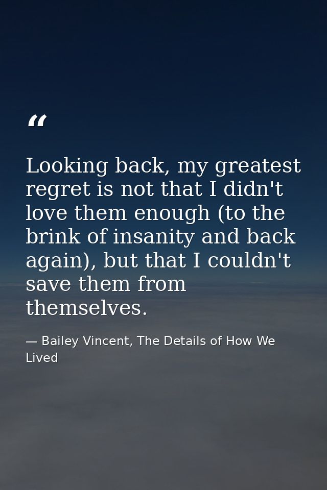 Looking back, my greatest regret is not that I didn't love them enough (to the brink of insanity and back again), but th — Bailey Vincent, The Details of How We Lived