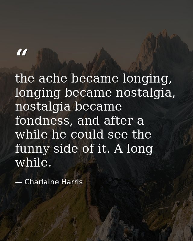 the ache became longing, longing became nostalgia, nostalgia became fondness, and after a while he could see the funny s — Charlaine Harris