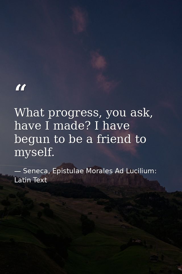 What progress, you ask, have I made? I have begun to be a friend to myself. — Seneca, Epistulae Morales Ad Lucilium: Latin Text
