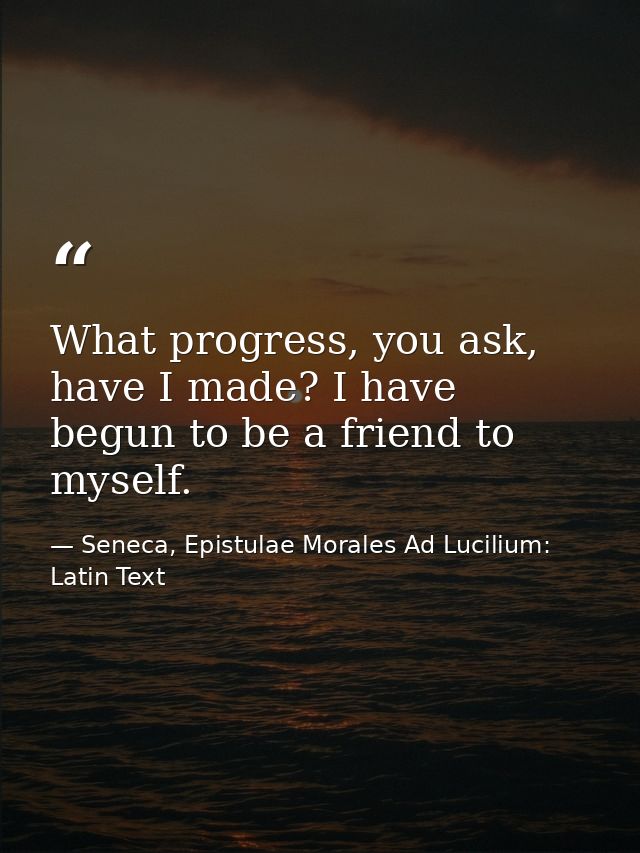 What progress, you ask, have I made? I have begun to be a friend to myself. — Seneca, Epistulae Morales Ad Lucilium: Latin Text
