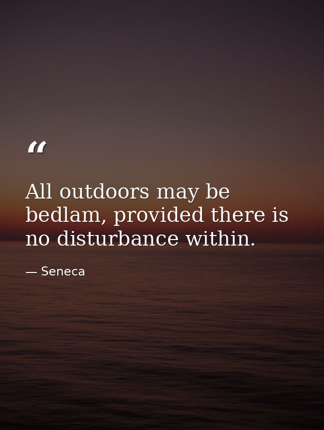 All outdoors may be bedlam, provided there is no disturbance within. — Seneca