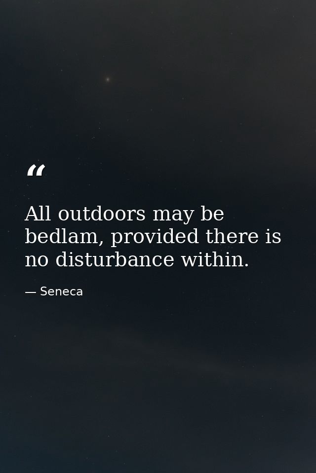 All outdoors may be bedlam, provided there is no disturbance within. — Seneca