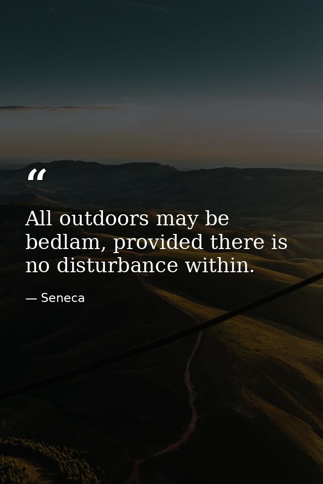 All outdoors may be bedlam, provided there is no disturbance within. — Seneca