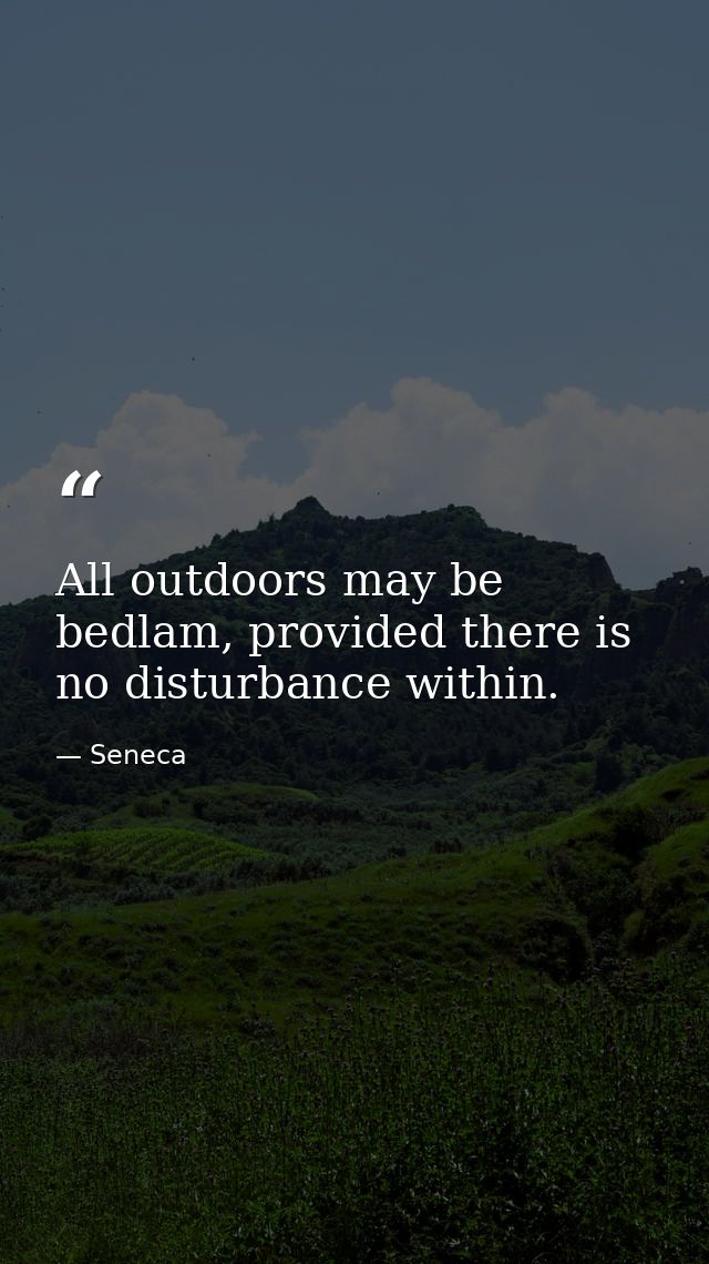 All outdoors may be bedlam, provided there is no disturbance within. — Seneca