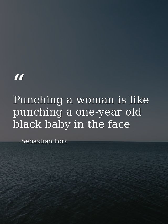 Punching a woman is like punching a one-year old black baby in the face — Sebastian Fors