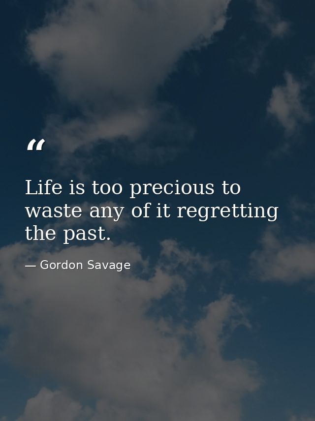 Life is too precious to waste any of it regretting the past. — Gordon Savage