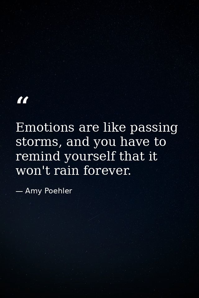 Emotions are like passing storms, and you have to remind yourself that it won't rain forever. — Amy Poehler