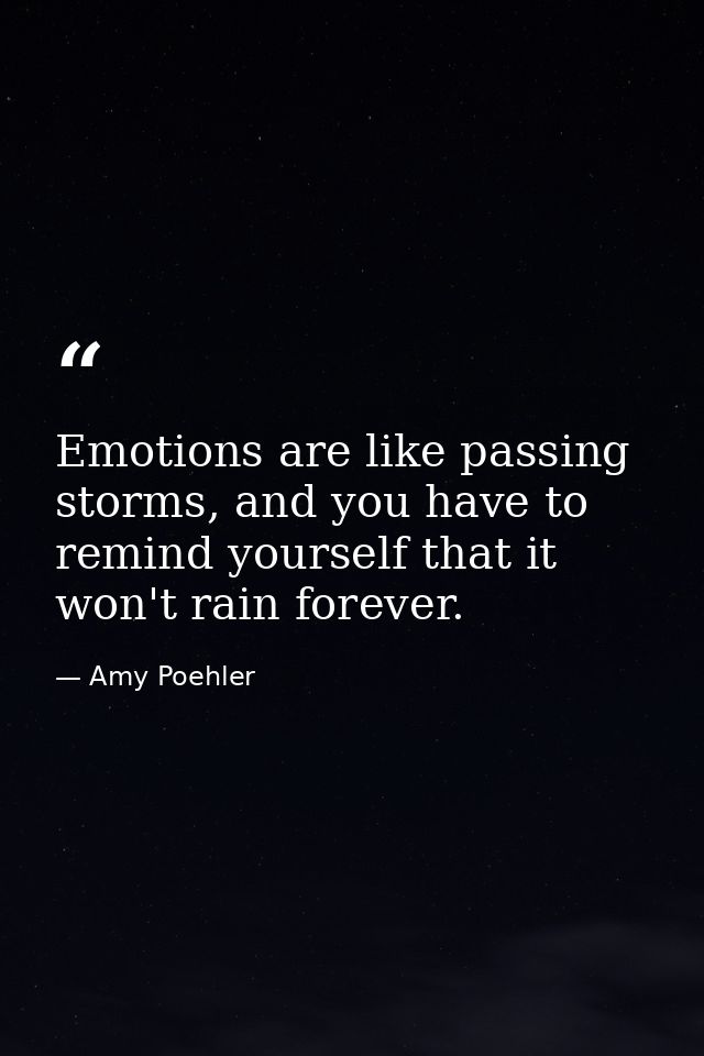 Emotions are like passing storms, and you have to remind yourself that it won't rain forever. — Amy Poehler