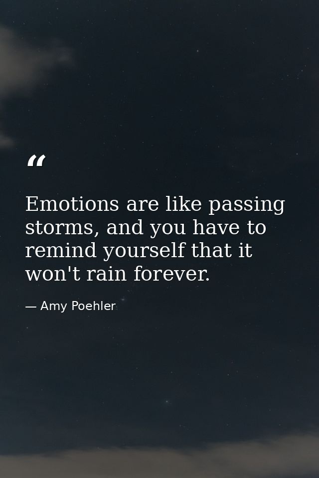 Emotions are like passing storms, and you have to remind yourself that it won't rain forever. — Amy Poehler