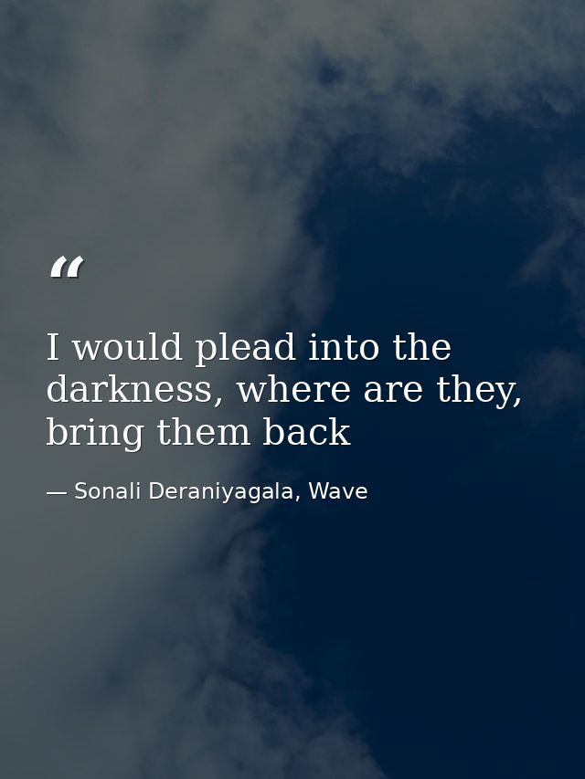 I would plead into the darkness, where are they, bring them back — Sonali Deraniyagala, Wave