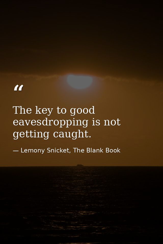 The key to good eavesdropping is not getting caught. — Lemony Snicket, The Blank Book