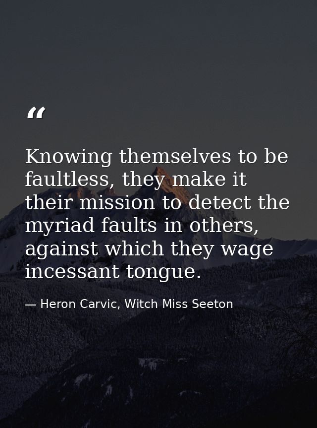 Knowing themselves to be faultless, they make it their mission to detect the myriad faults in others, against which they — Heron Carvic, Witch Miss Seeton
