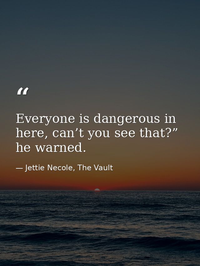 Everyone is dangerous in here, can’t you see that?” he warned. — Jettie Necole, The Vault