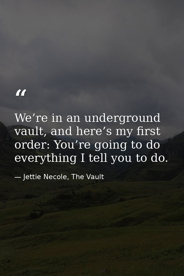 We’re in an underground vault, and here’s my first order: You’re going to do everything I tell you to do. — Jettie Necole, The Vault